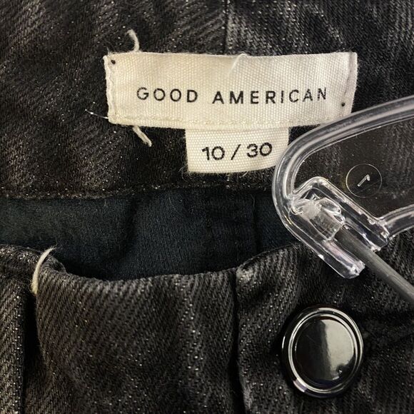 Good American Jeans Woman's 10/30 Black Faux Leather Trim - Picture 9 of 10